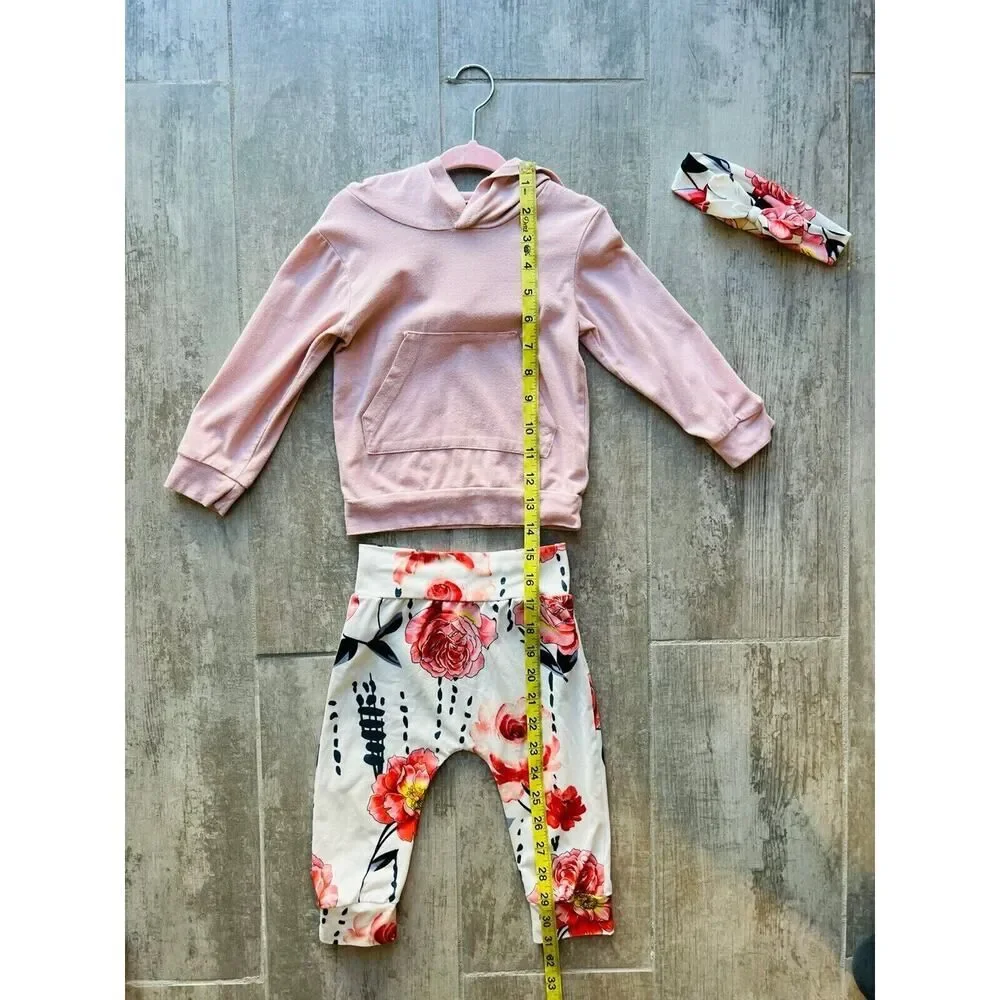 Los Angeles Boutique Toddler Girl 3 Piece Outfit Set Top Pants Headband CUTE 2T